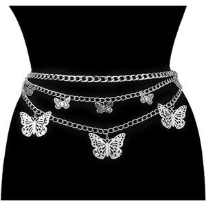🦋 Multi-Layered Butterfly Waist Chain | Adjustable Gold Body Jewelry